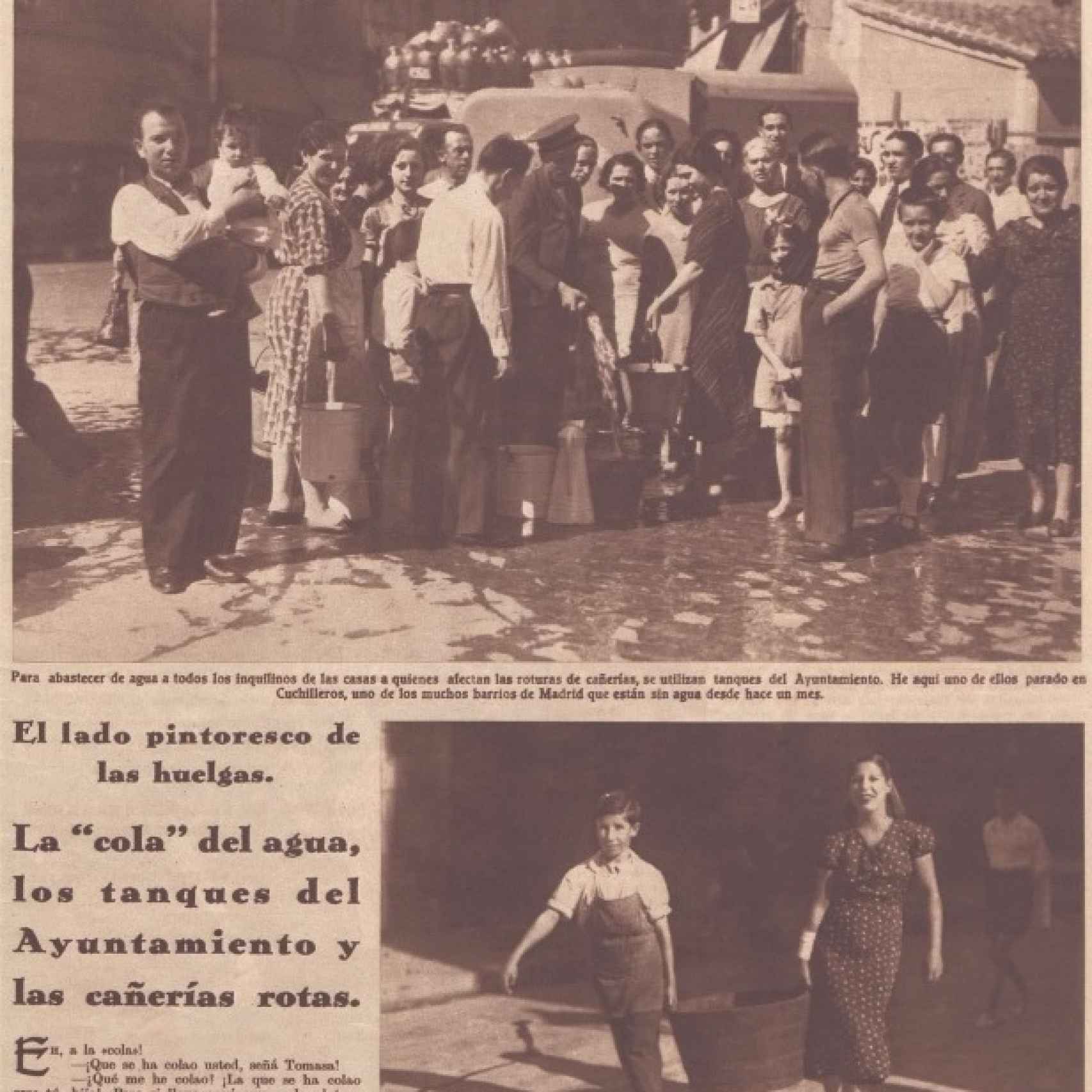 Página del 7 de julio de 1936 de la revista Crónica sobre la huelga del agua.