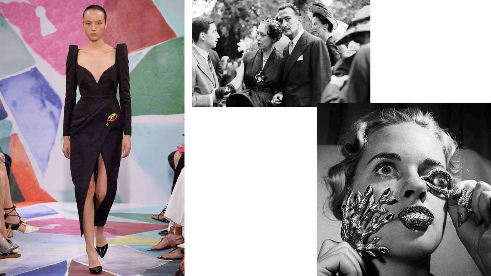 Salvador Dalí y Elsa Schiaparelli (en el centro) crearon una colección de joyas (imagen de la derecha).
