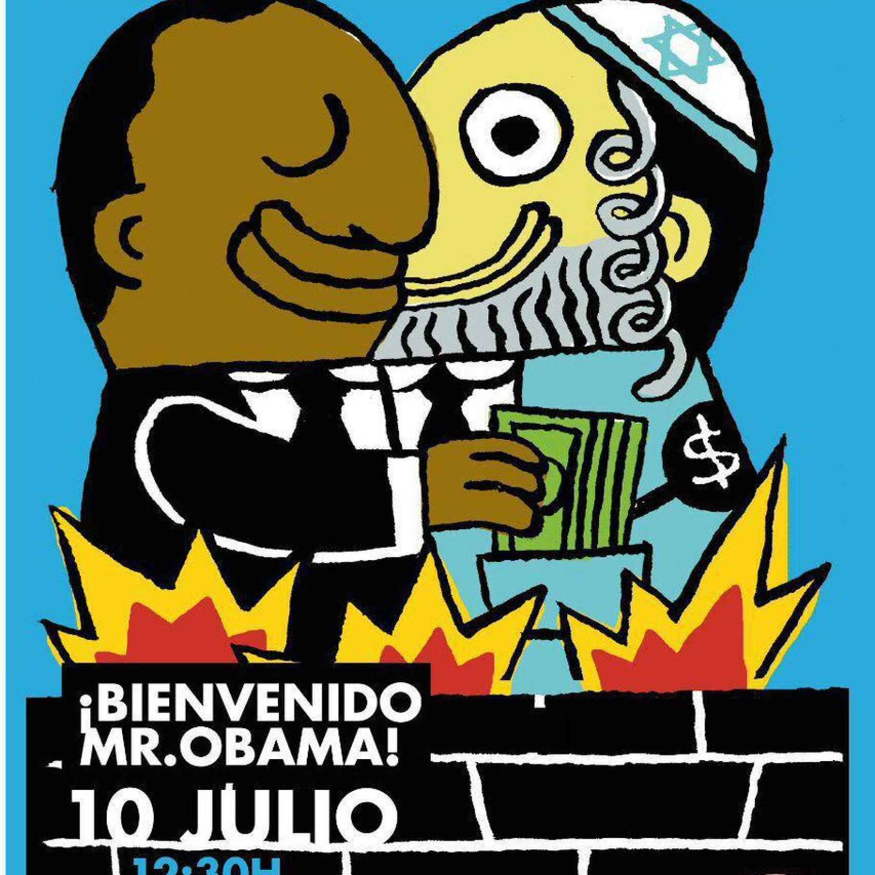 El cartel que ha difundido IU Madrid contra la visita de Obama a España.