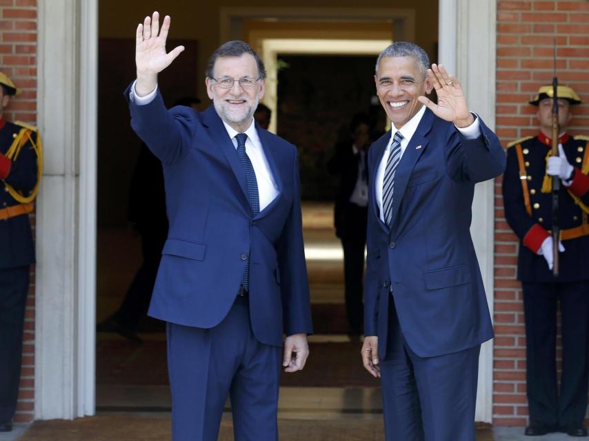 Barack Obama a su llegada a la Moncloa este domingo.