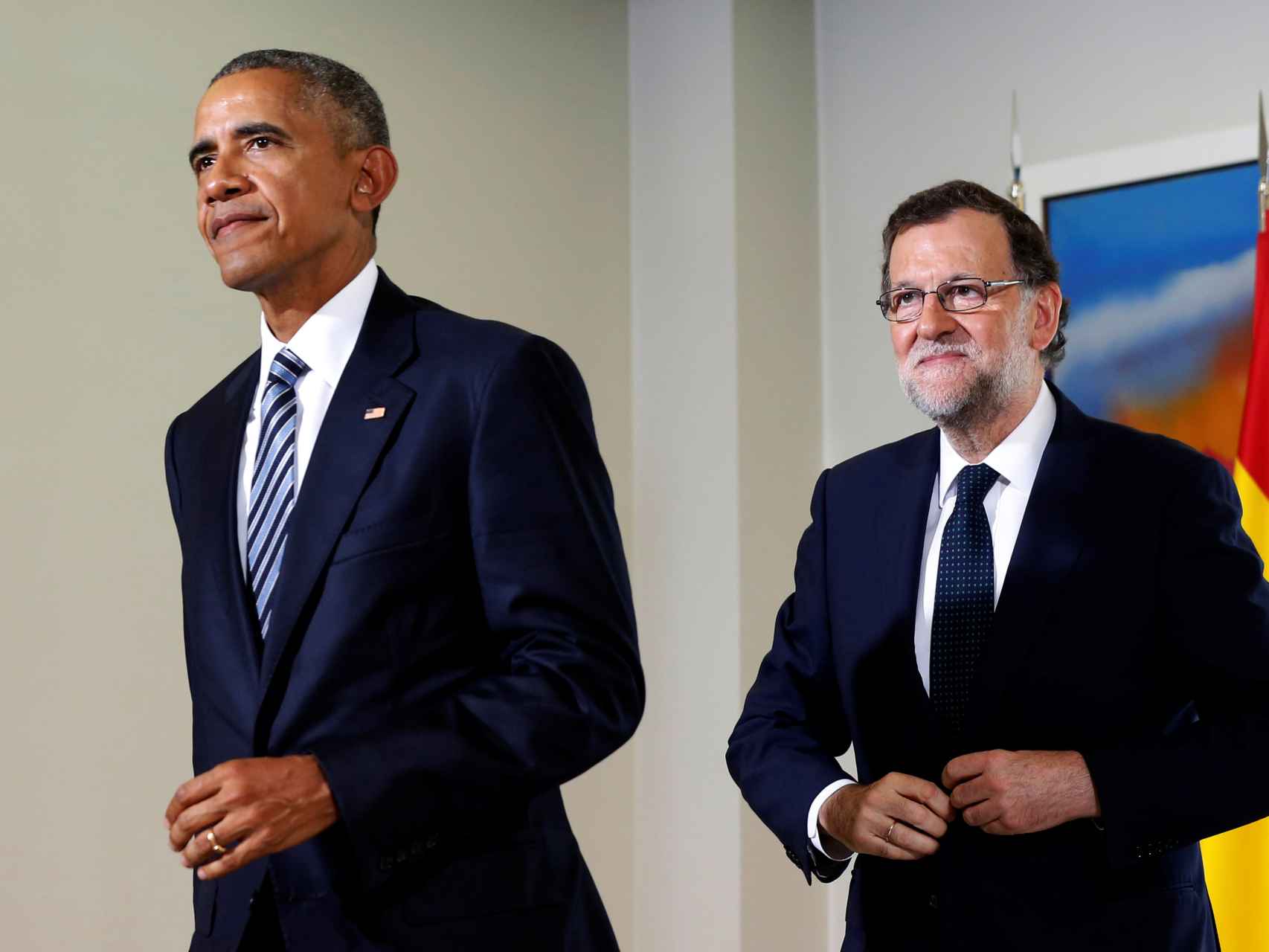 Barack Obama y Mariano Rajoy este domingo.