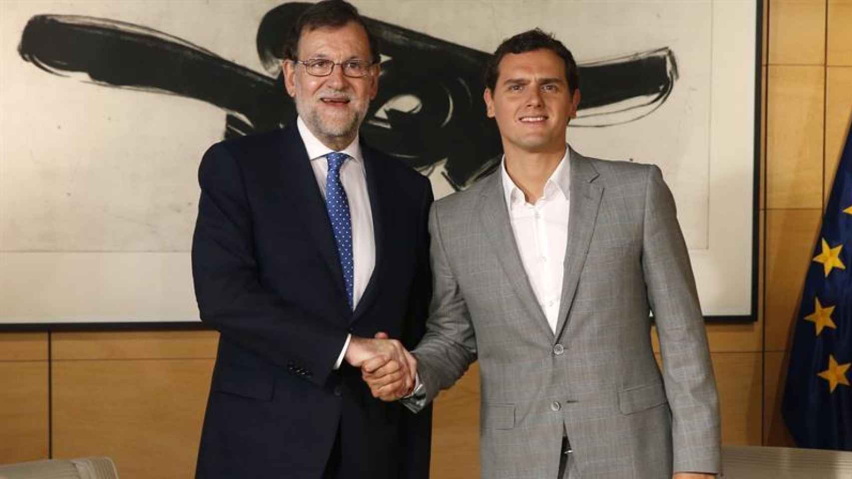 Mariano Rajoy y Albert Rivera a su llegada a la reunión que han mantenido en el Congreso.
