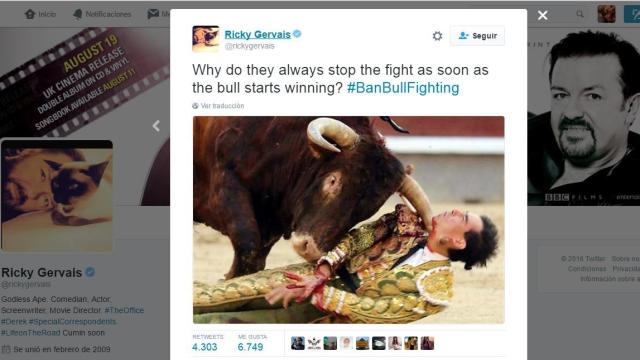 ¿Por qué paran la corrida cuando el toro va ganando? - se pregunta Gervais.