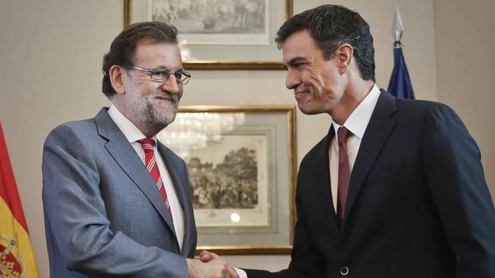 Mariano Rajoy y Pedro Sánchez durante la reunión que han mantenido en el Congreso.