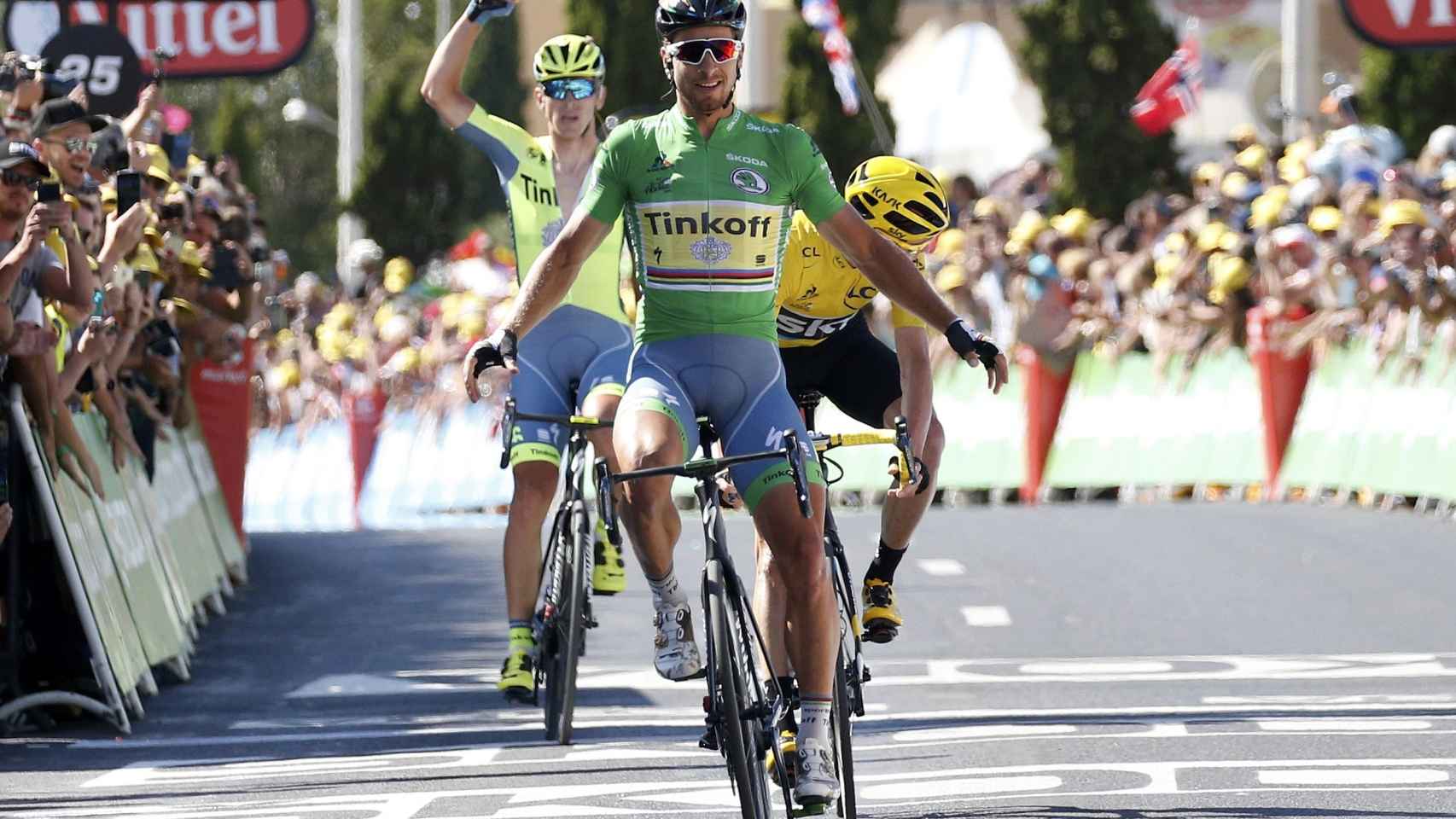 El maillot verde Peter Sagan, ganador de la undécima etapa del Tour.