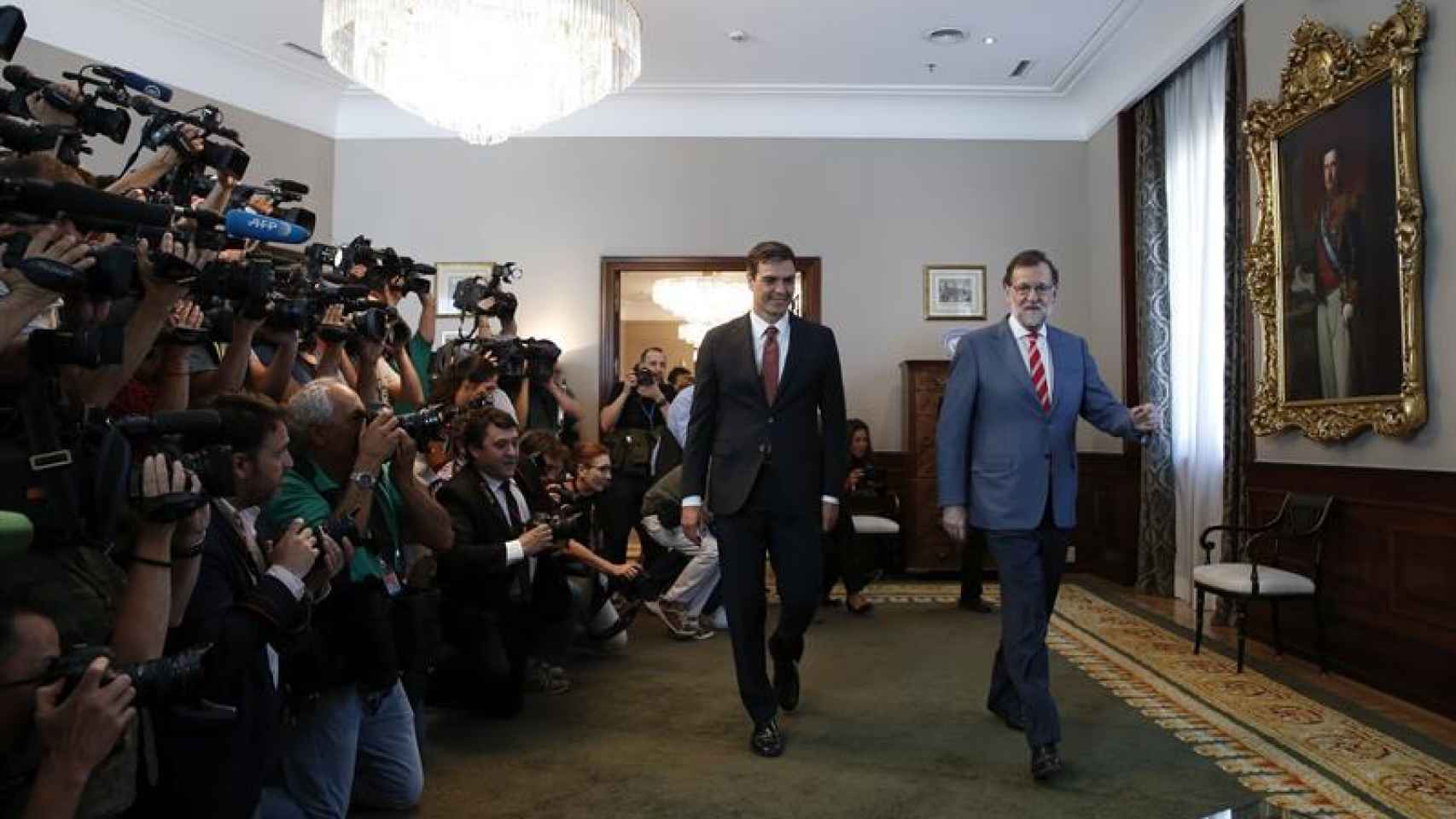 Sánchez y Rajoy, este miércoles en el Congreso.