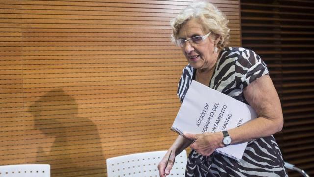 Manuela Carmena, a su llegada a una rueda de prensa.