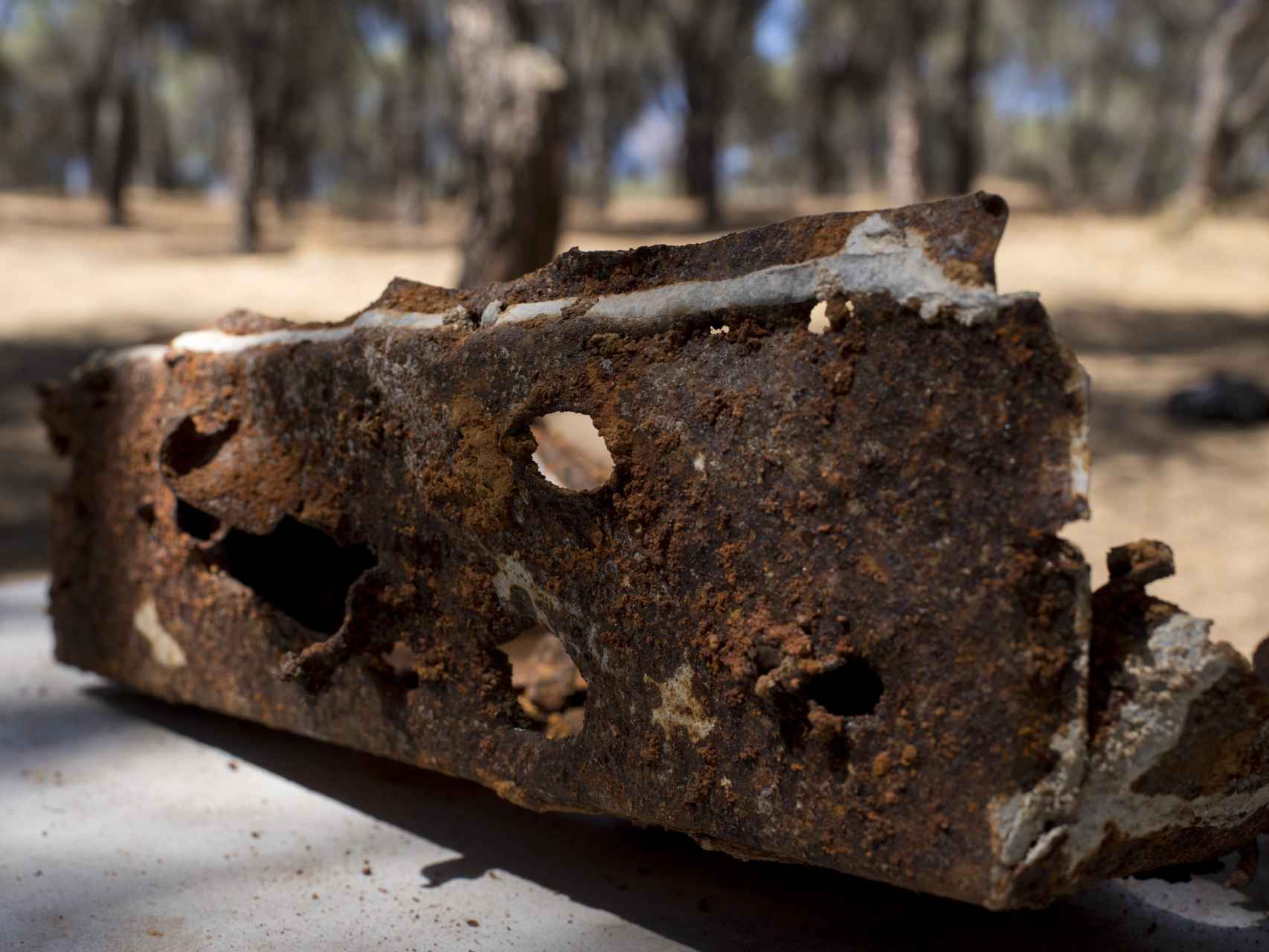 Una de las cajas de balas desenterradas en la trinchera
