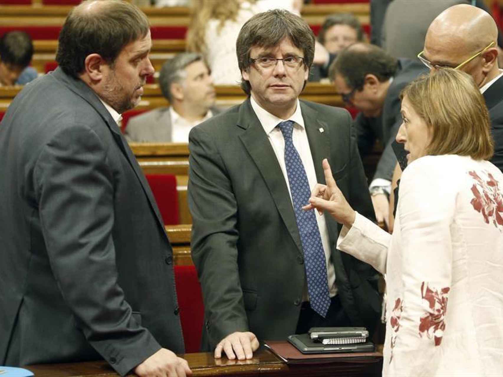 Junqueras, Puigdemont, Romeva y Forcadell, en una imagen en el Parlament.