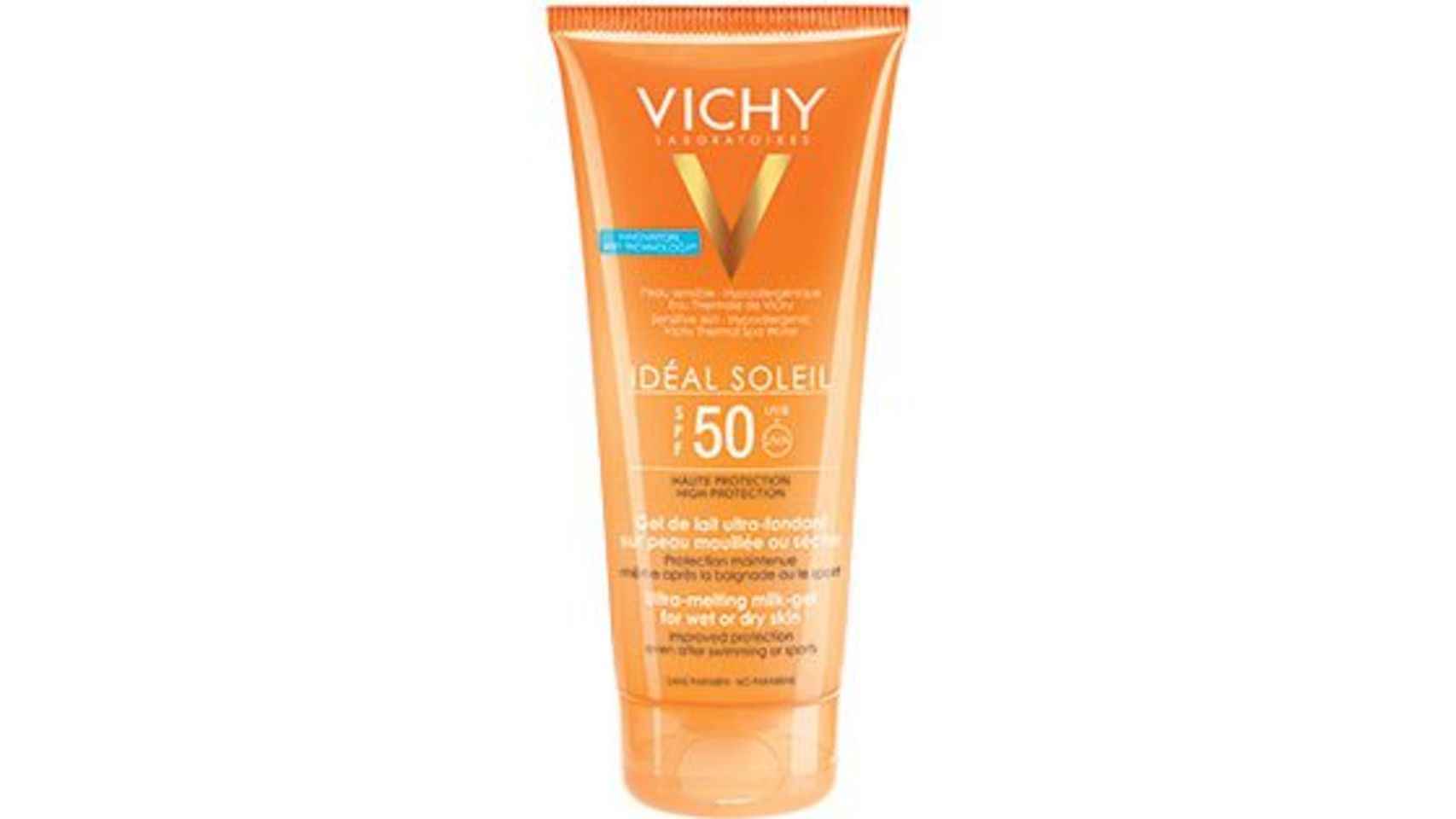 Gel ultra fundente SPF 50 para aplicar sobre piel seca o mojada de Vichy.