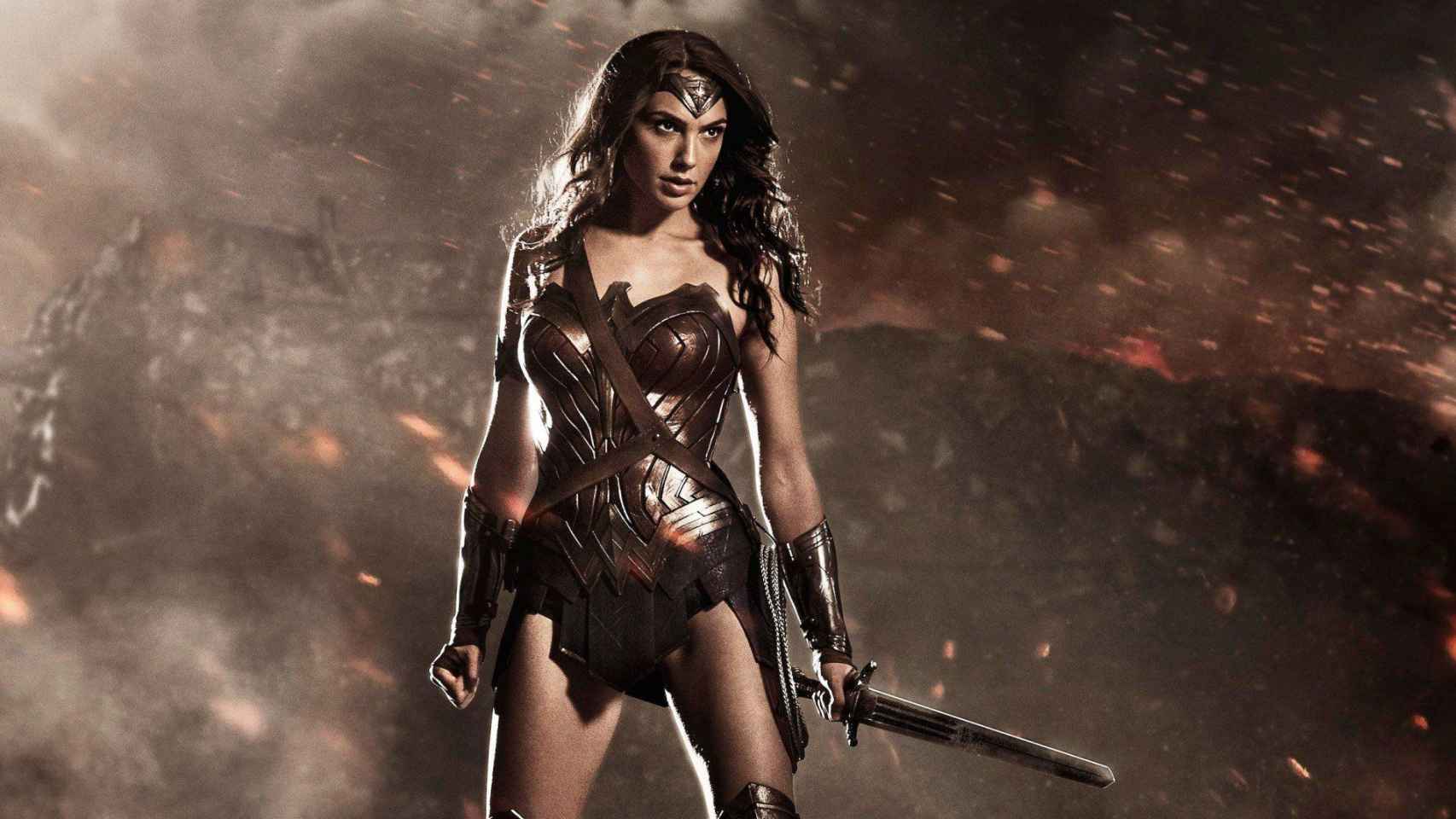 Gal Gadot caracterizada como Wonder Woman.