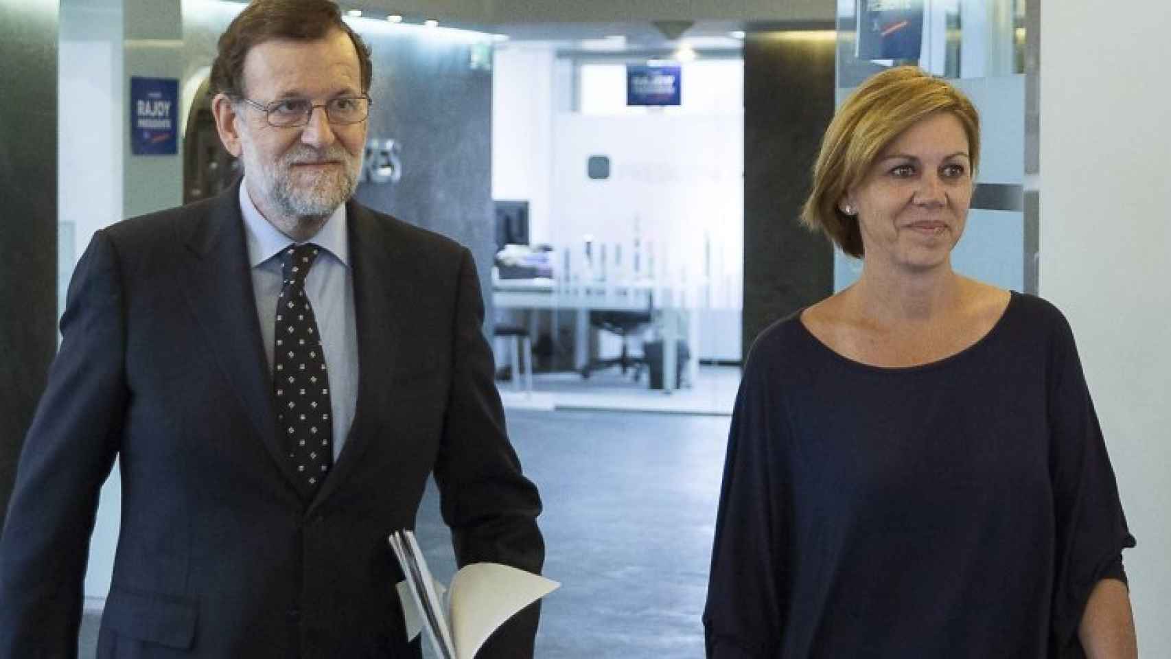 Mariano Rajoy con su secretaria general, María Dolores de Cospedal.