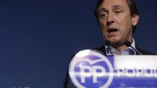 Rafael Hernando este lunes durante la rueda de prensa ofrecida en la sede del PP