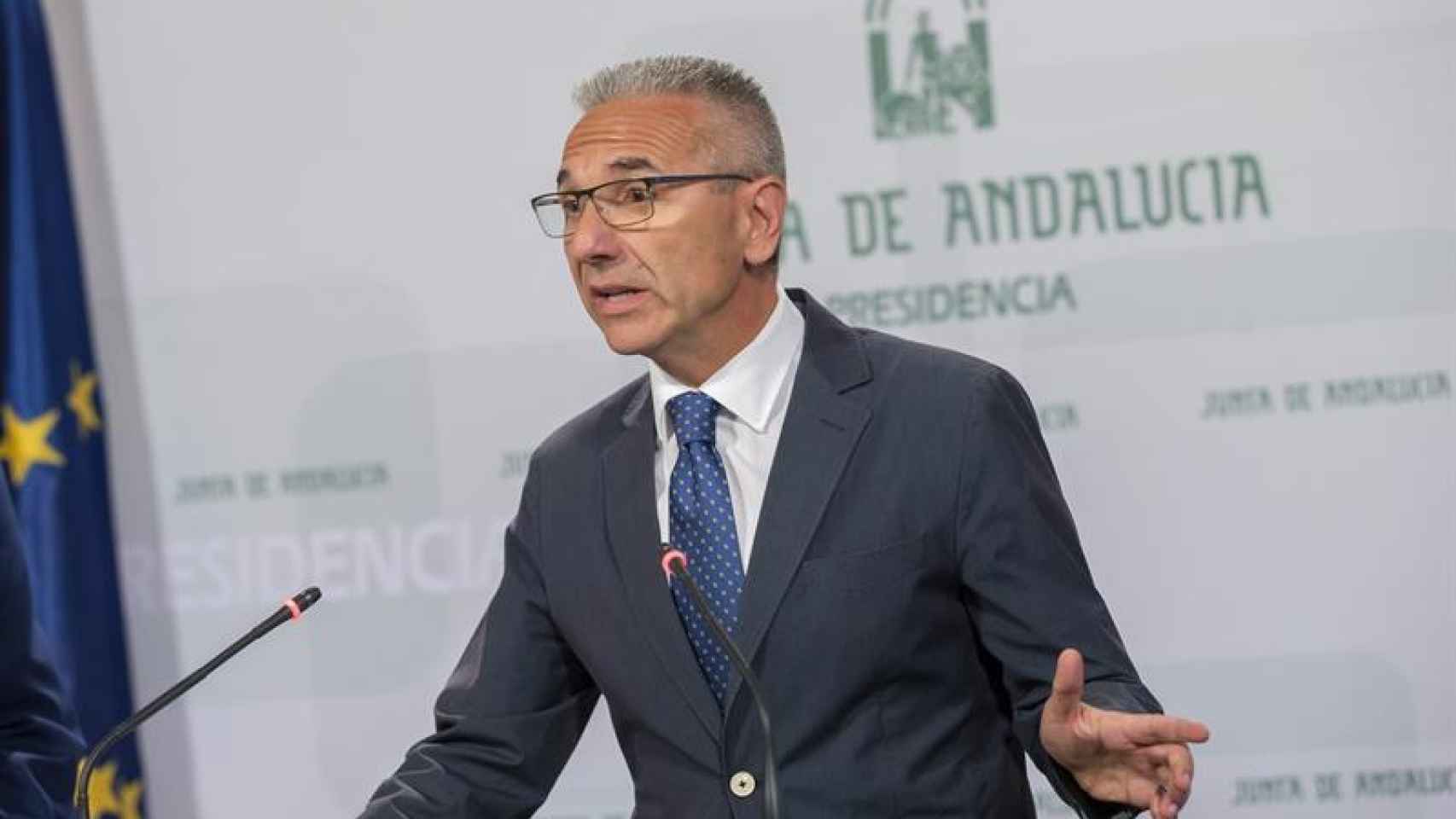Miguel Ángel Vázquez, portavoz del Gobierno andaluz, tras su reunión de este martes.