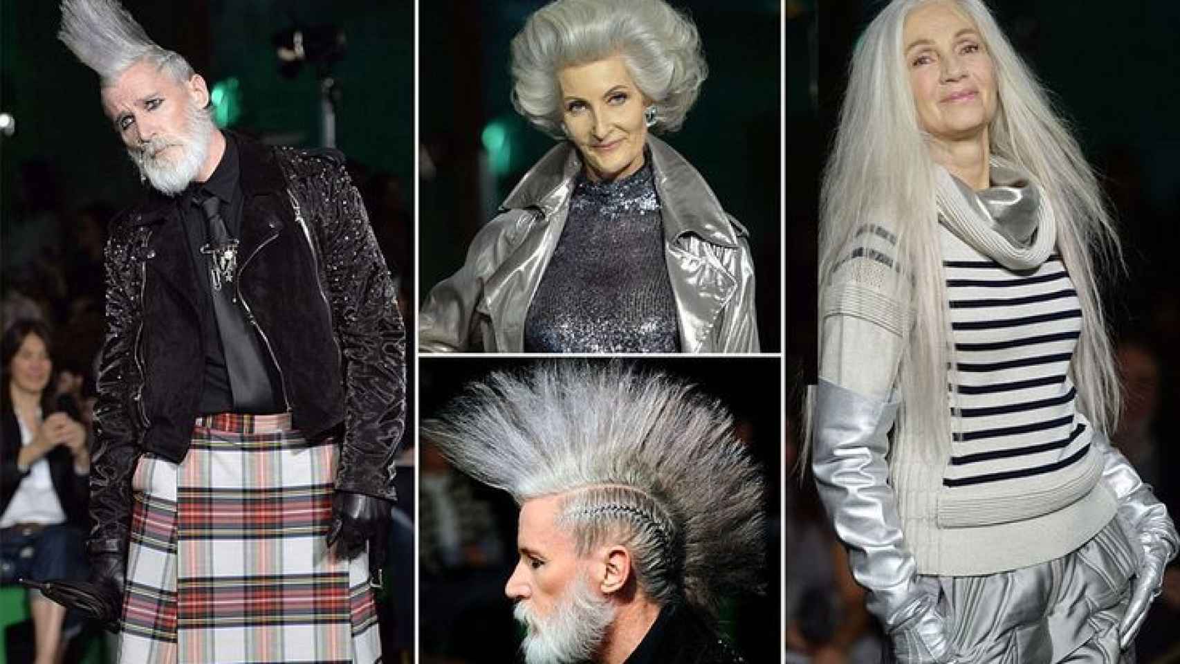 Modelos de estética punk en el desfile de Jean Paul Gaultier Otoño-Invierno 2014-2015.