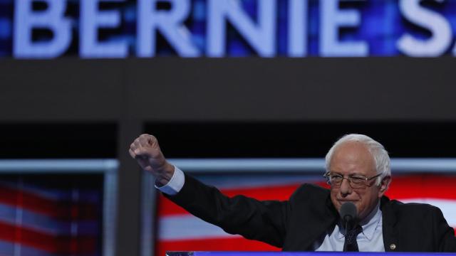 Bernie Sanders durante su discurso en la Convención Demócrata.