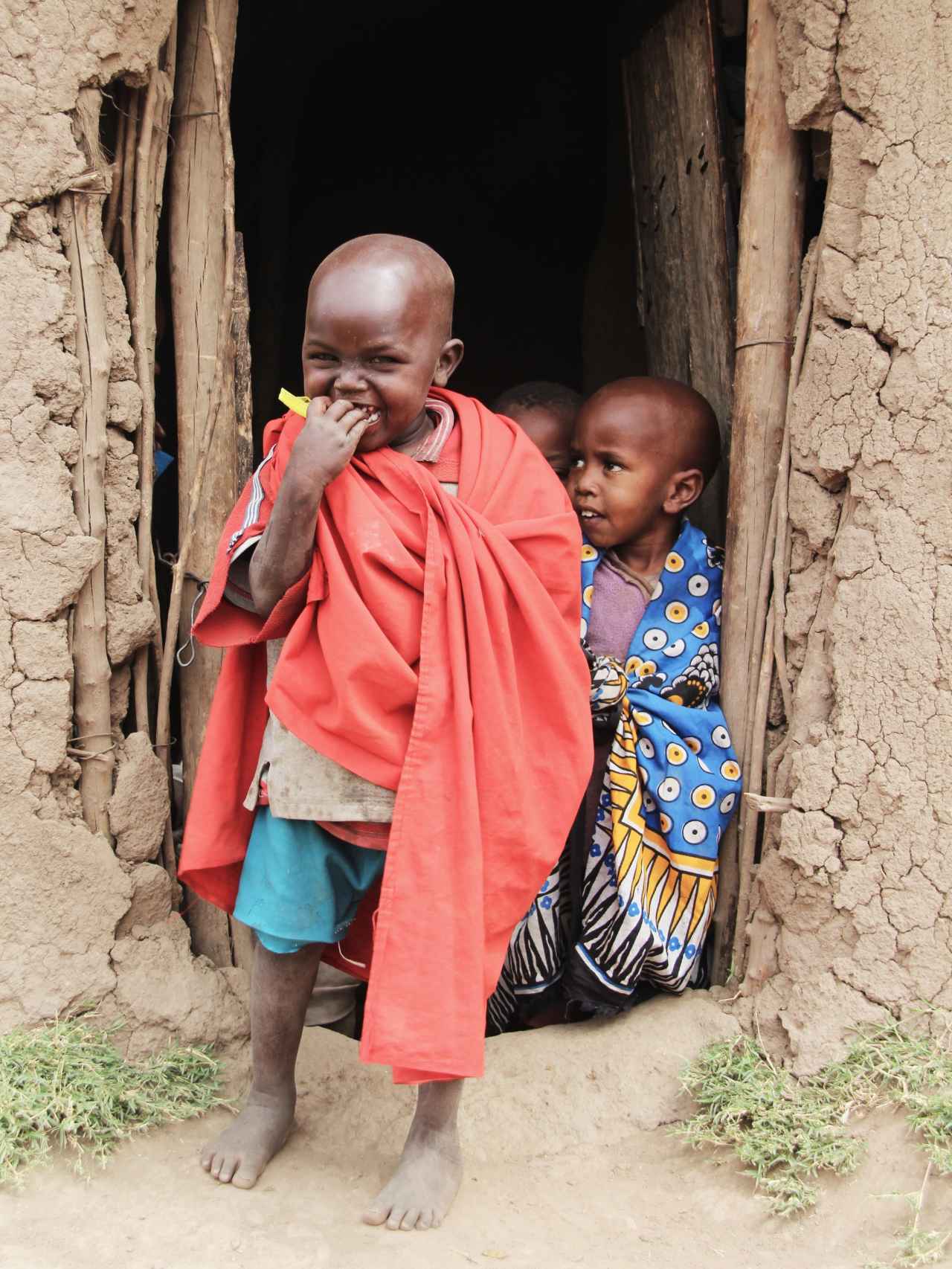 Niños masai en una aldea al oeste de Kenia, en la frontera con Tanzania.