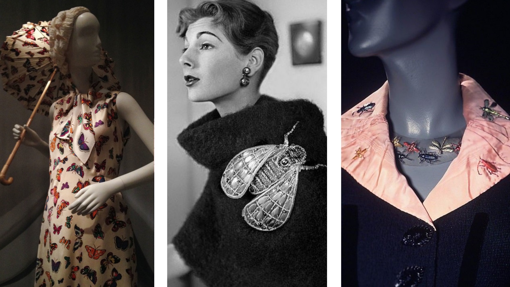 Joyas, prendas y accesorios creados por la diseñadora Elsa Schiaparelli en las que ya aparecían estampados y bordados de insectos.