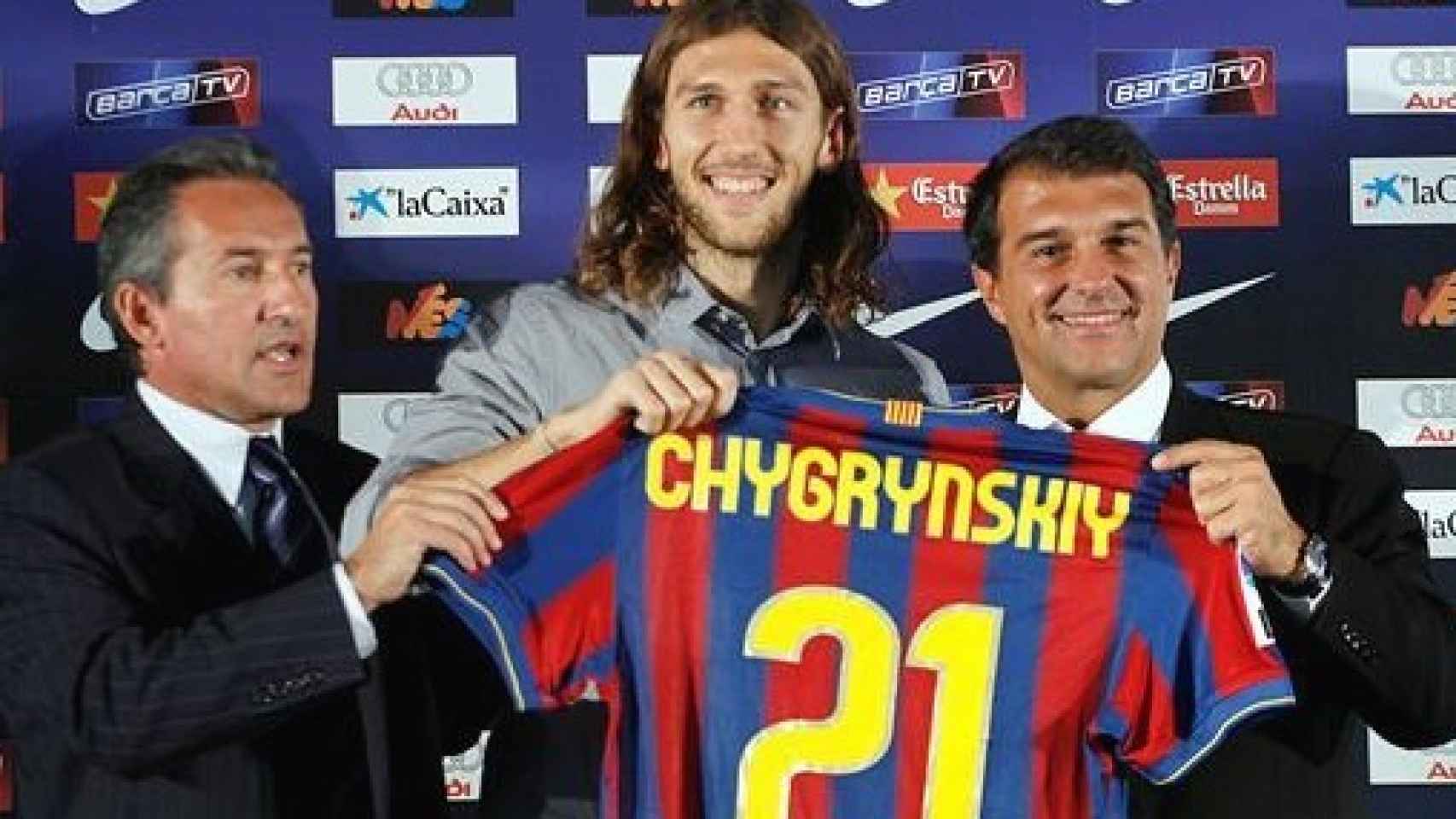 Chygrynskiy en su presentación con el Barcelona.