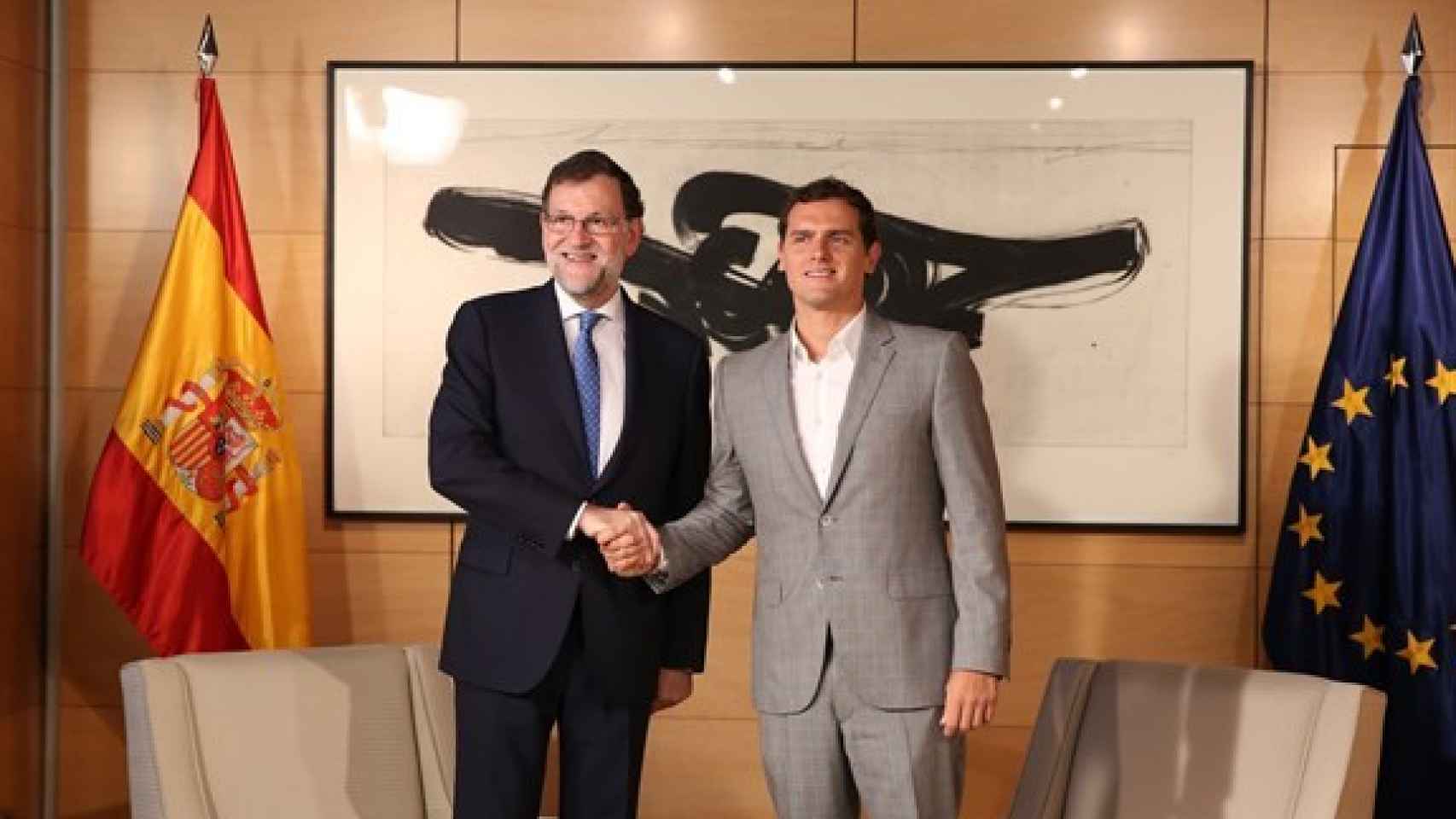 Tercer encuentro Rajoy-Rivera, hace unas semanas, con Martín Chirino de fondo.