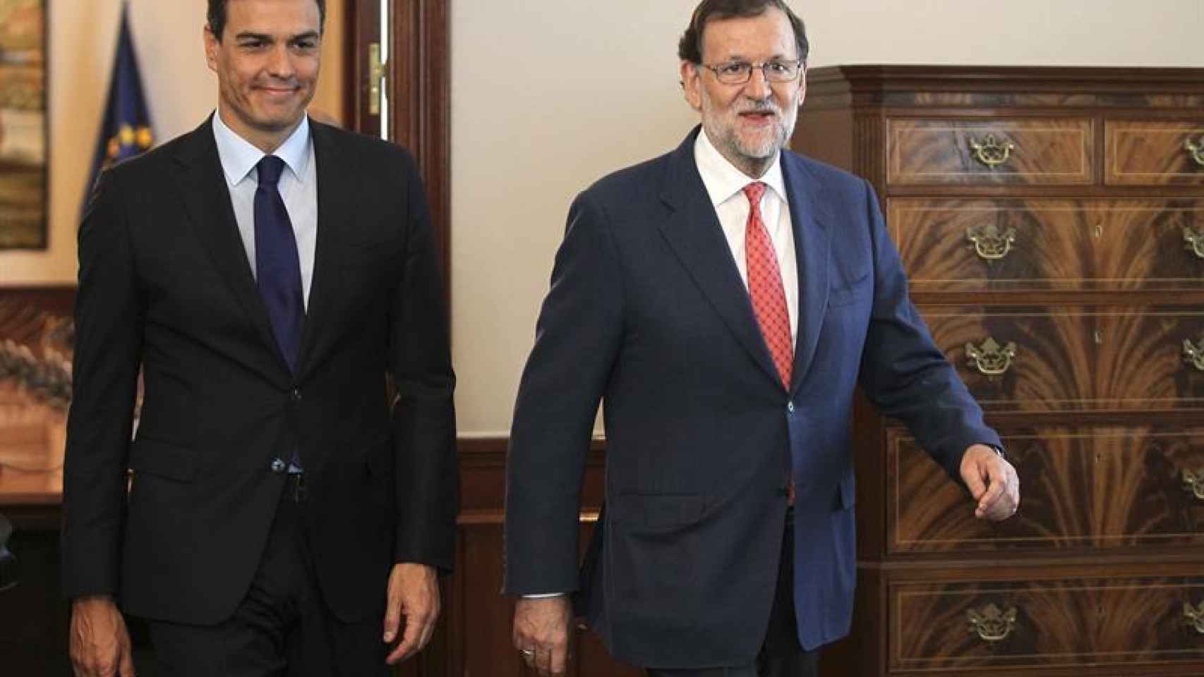 El candidato del PSOE, Pedro Sánchez, y el del PP, Mariano Rajoy.