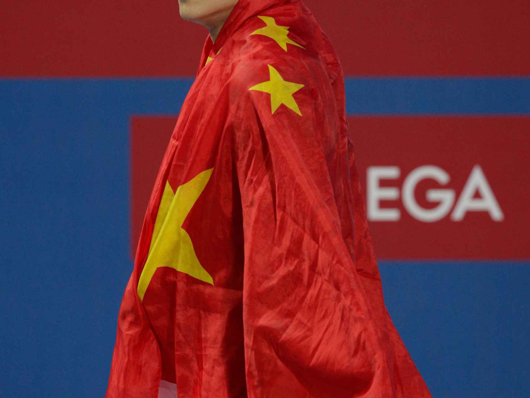 Sun Yang durante los Mundiales de Natación de Kazán 2015.