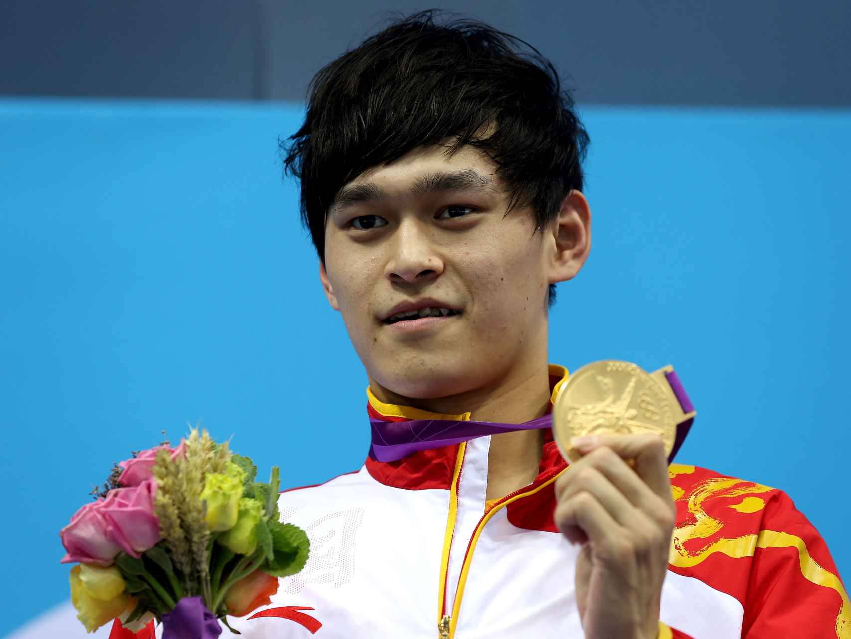 Sun Yang con el oro olímpico en 1.500 de Londres 2012.