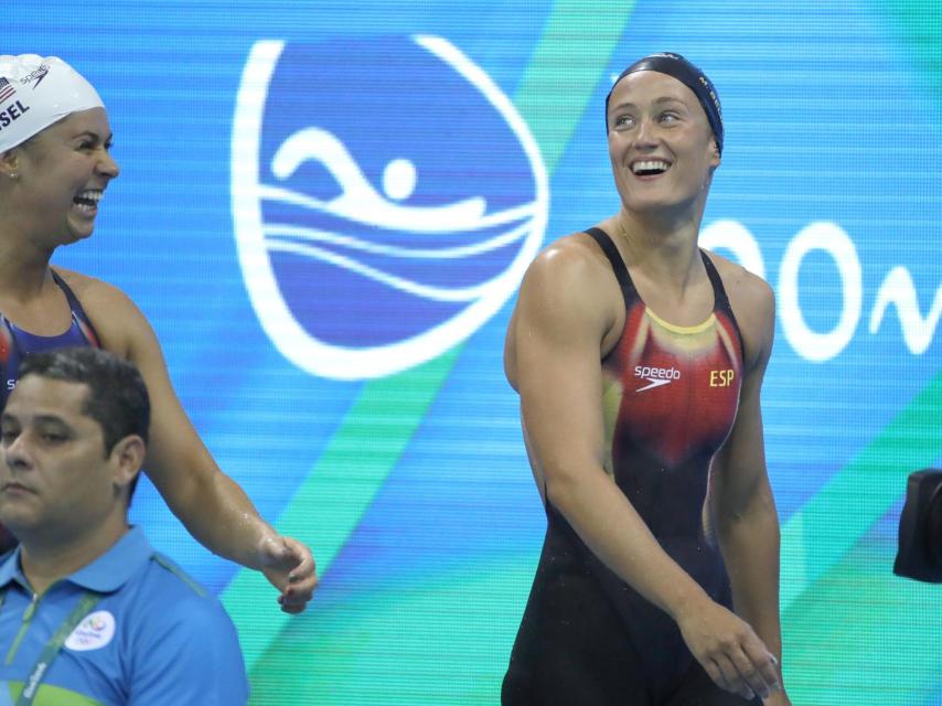 Mireia Belmonte, tras nadar en una prueba en Río.