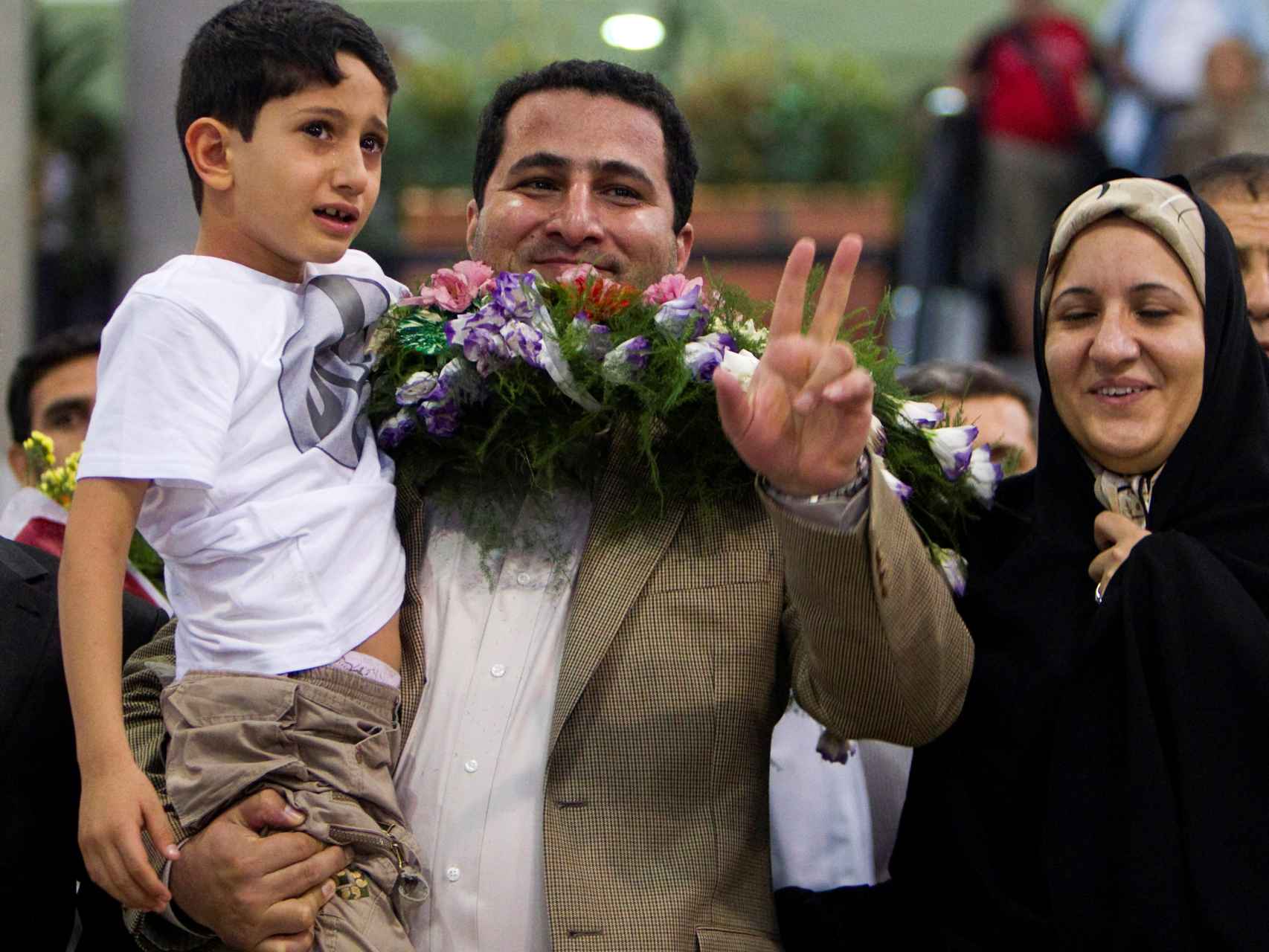 Shahram Amirí, en su regreso triunfal a Irán.