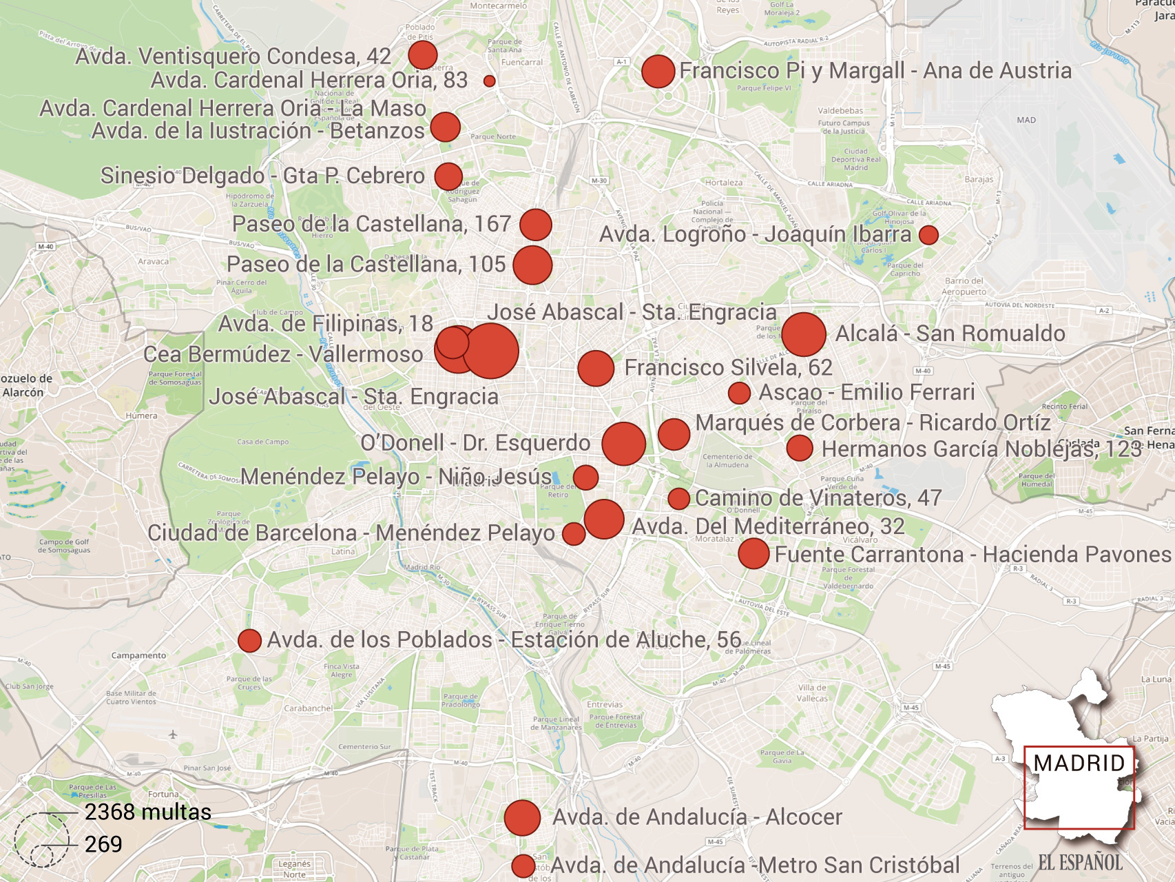 El mapa de los foto-rojos de Madrid.