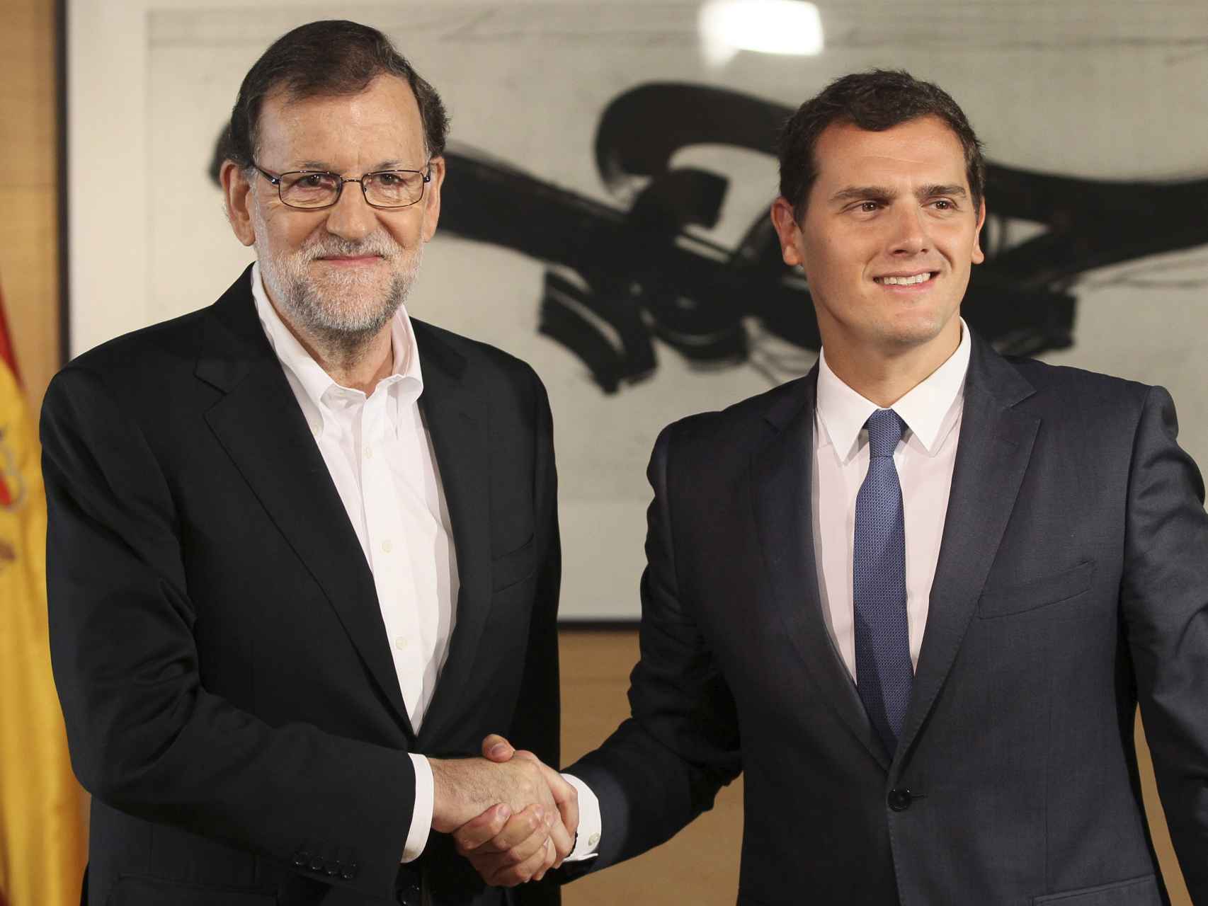 Una de las reuniones entre Rajoy y Rivera.
