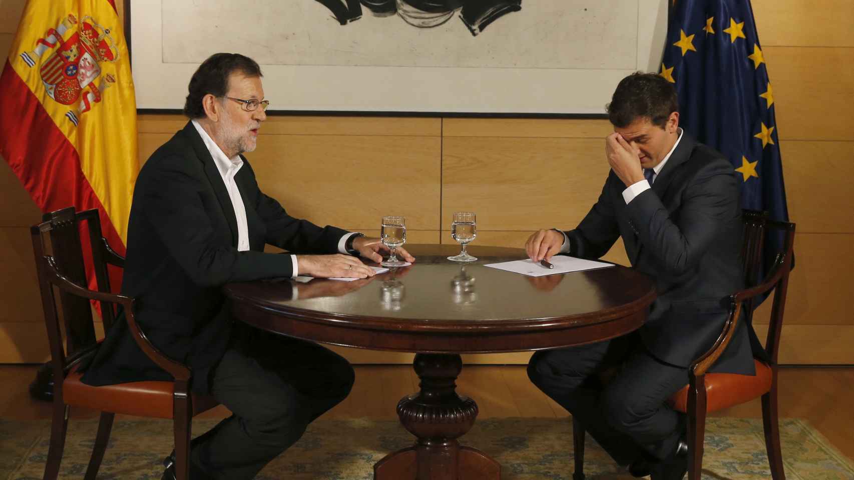 Arranca la segunda reunión entre Rajoy y Rivera en el Congreso.