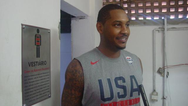 Carmelo Anthony durante un entrenamiento en Flamengo con USA.