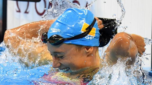 Mireia Belmonte, segundos después de ganar el oro.