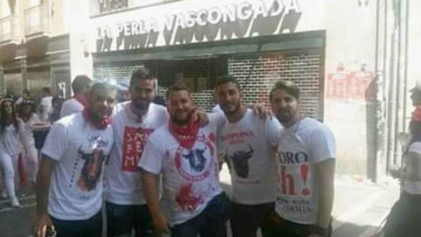 Los cinco detenidos por la presunta agresión del día 7 de julio en Pamplona.