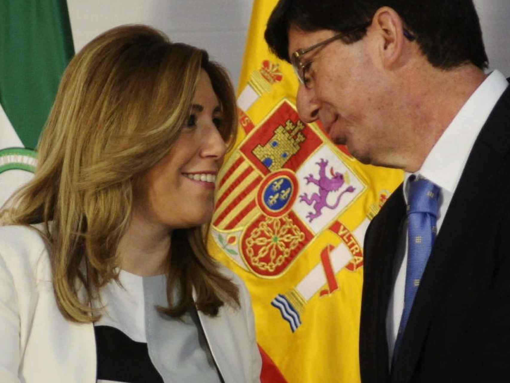 El líder de C's en Andalucía, Juan Marín, y la presidenta andaluza, Susana Díaz