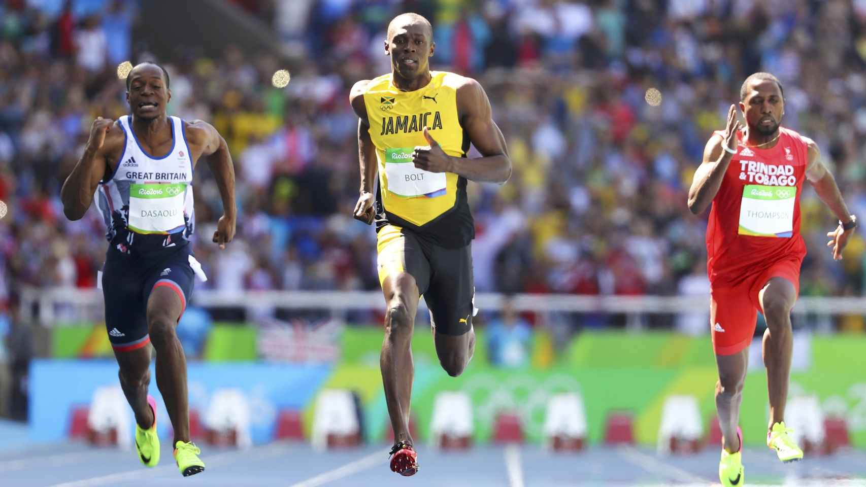 Bolt, en los últimos metros de su serie de los 100.
