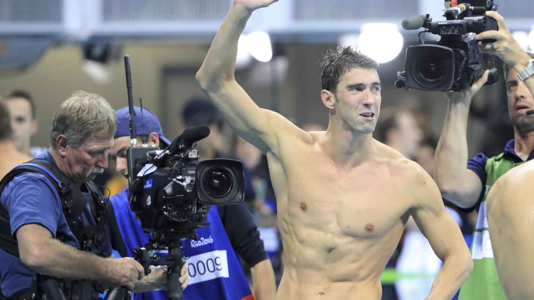 Phelps después de ganar su último oro en unos Juegos Olímpicos.