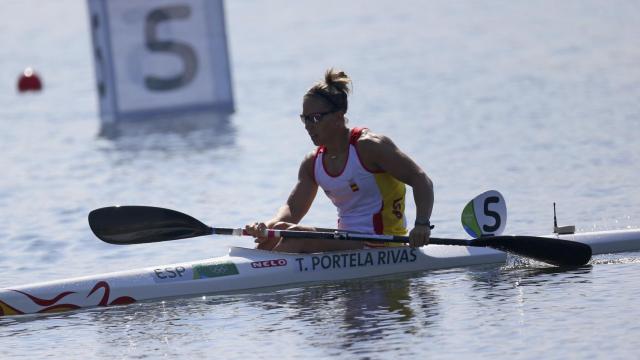 Teresa Portela, durante las semifinales del 200m.