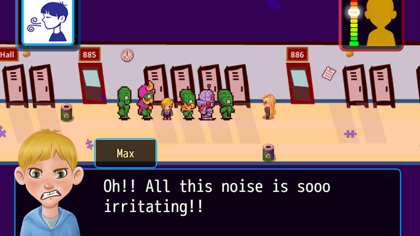 Max se queja del ruido en una escena del videojuego