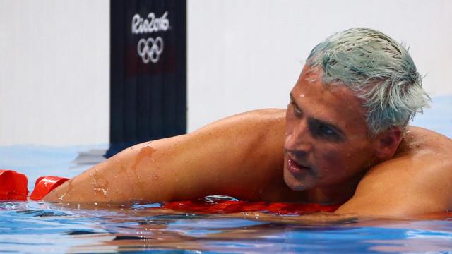 Ryan Lochte tras una competición en los Juegos.