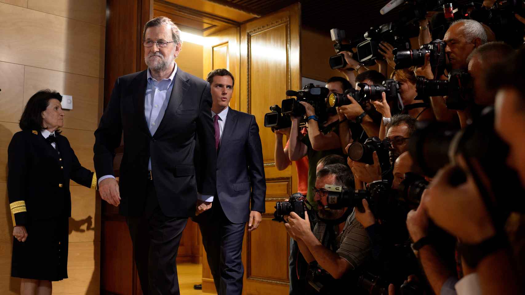 Rajoy y Rivera, poco antes de su reunión.