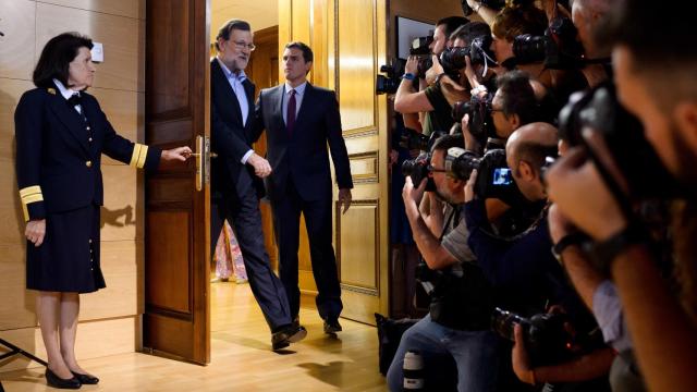 Mariano Rajoy y Albert Rivera durante su reunión en el Congreso.