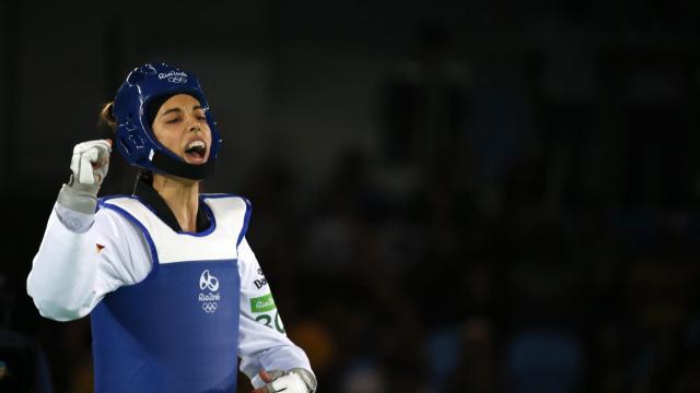 Eva Calvo en uno de sus combates en Río.