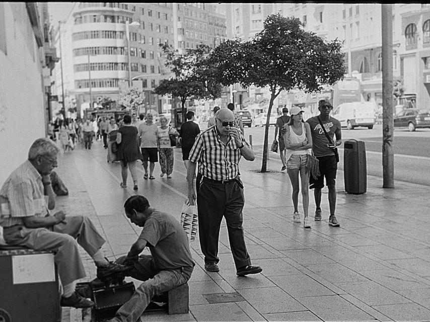 Una de las fotografías de la Gran Vía tomadas con una Leica analógica.