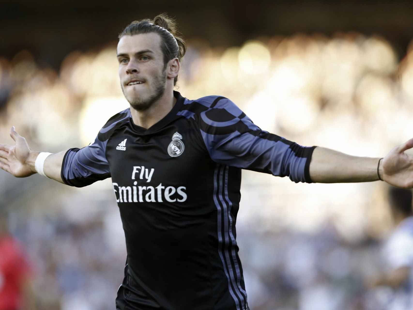 Bale celebra su gol ante la Real Sociedad.