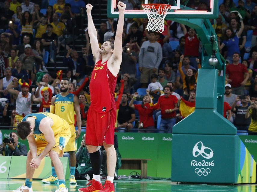 Gasol celebra el bronce olímpico contra Australia.