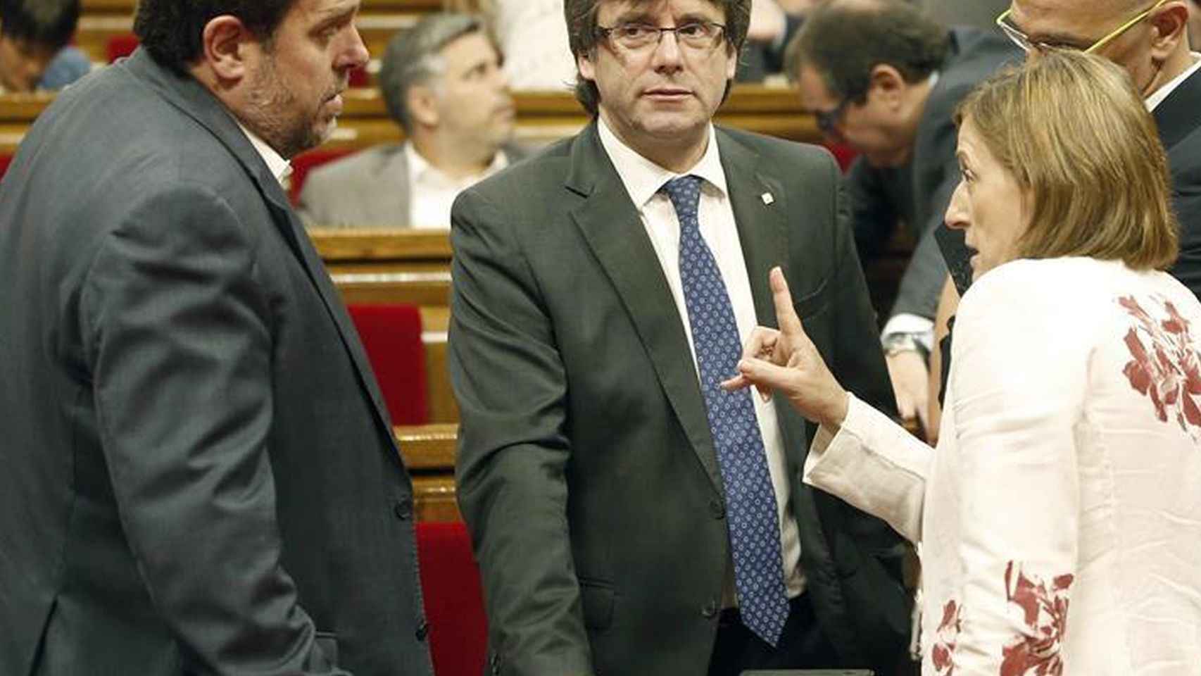 Forcadell debate con Puigdemont y Junqueras el pasado julio en el Parlament