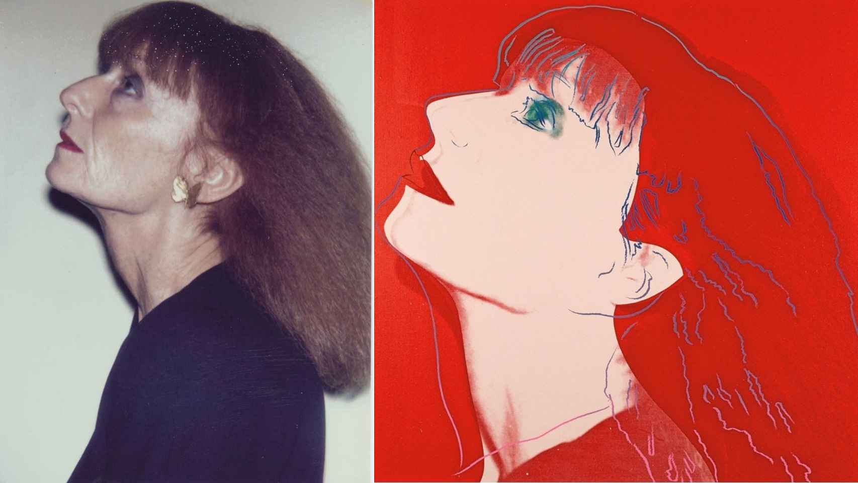 Fotografía Polaroid y retrato que le hizo Andy Warhol.