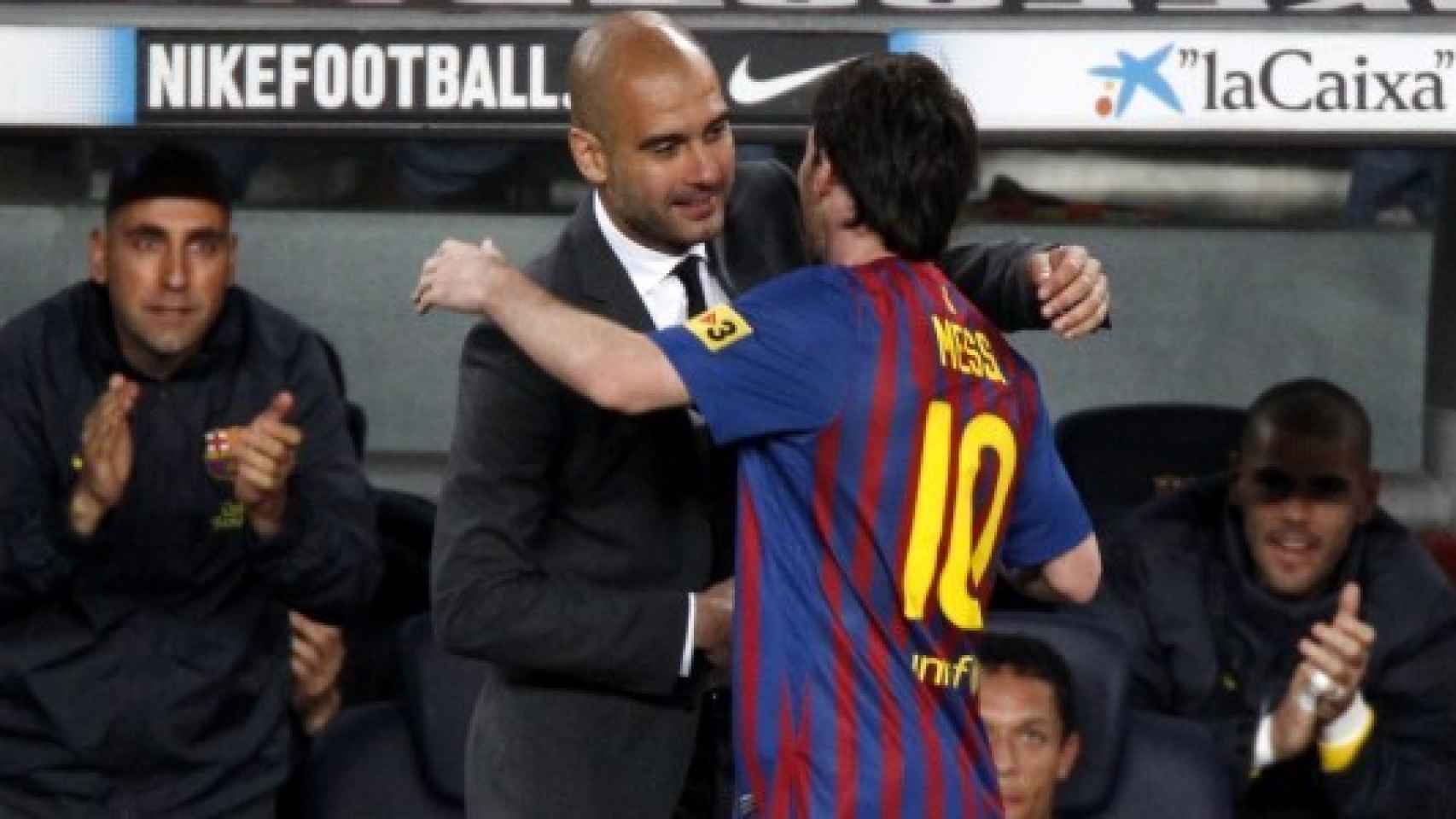 Guardiola junto a Messi en su etapa en Barcelona.
